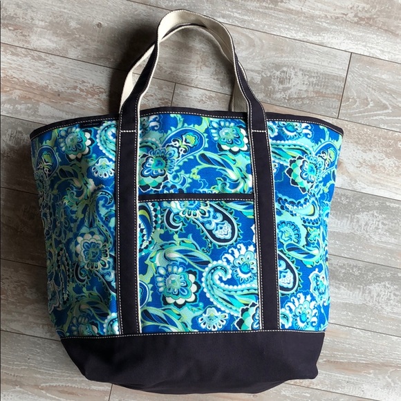 Lands' End Handbags - Lands’ End Large Blue Paisley ZIP-Top Tote.196